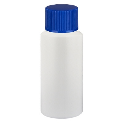 Bild Apothekenflasche HDPE 20ml weiss, mit blauem SV