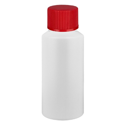 Bild Apothekenflasche HDPE 30ml weiss, mit rotem SV