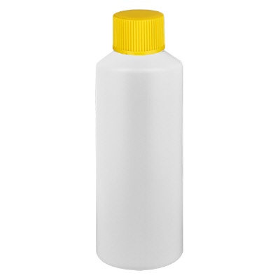 Bild Apothekenflasche HDPE 75ml weiss, mit gelbem SV