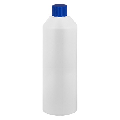 Bild Apothekenflasche HDPE 250ml weiss, mit blauem SV