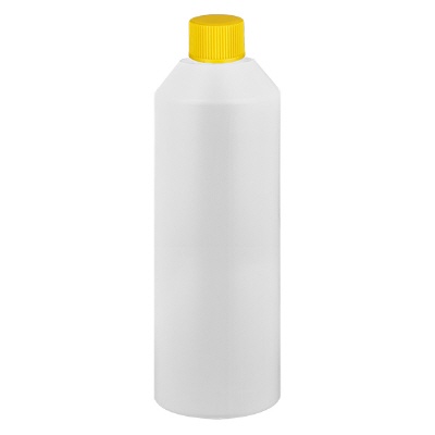 Bild Apothekenflasche HDPE 250ml weiss, mit gelbem SV