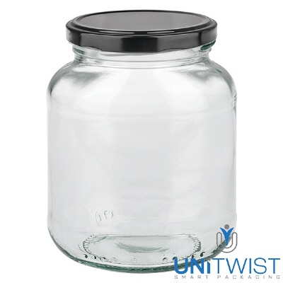 Bild 370ml Ovalglas mit BasicSeal Deckel schwarz UNiTWIST
